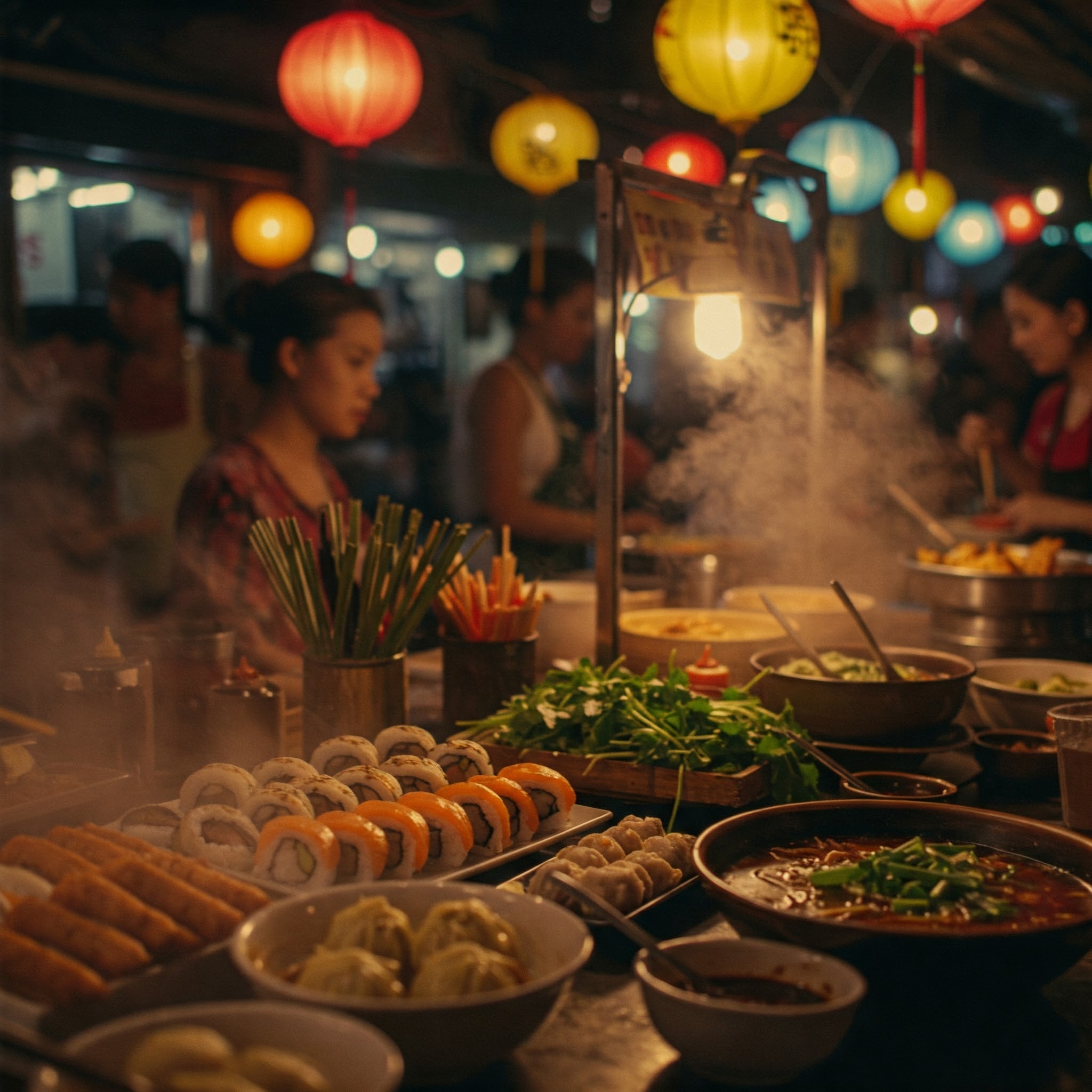 Vue d'ensemble sur plusieurs plats typique asiatique